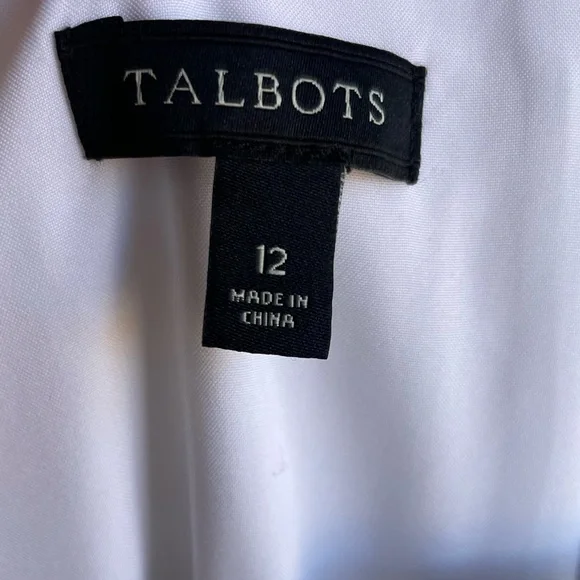 TALBOTS White Embroidered Sateen Fit & Flare Tie Belted Midi Dress Sz 12 - Picture 8 of 14